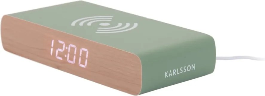Digitálny budík s bezdrôtovou nabíjačkou Retro Flat LED – Karlsson