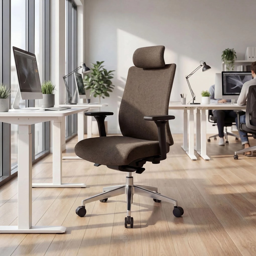 Ergonomická otočná kancelárska stolička, hnedá: VECTOR