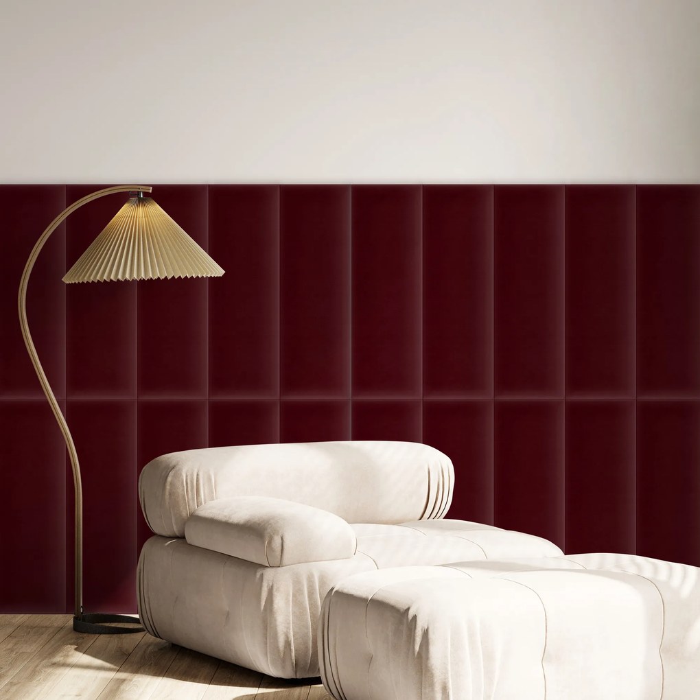 Zamatový čalúnený panel - Obdĺžnik - 90x30cm Farba: Vínová