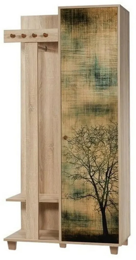 Vešiak so skriňou Garmanto Tree Sonoma Oakskriňou