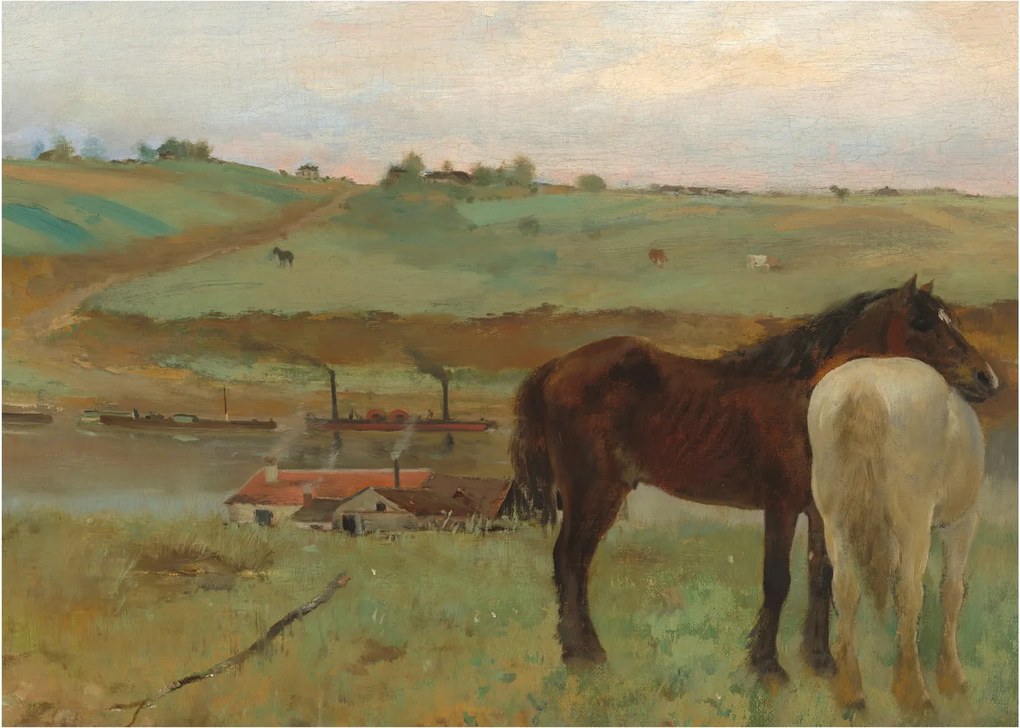 Obraz - Edgar Degas, Horses in a Meadow, reprodukcia (70x50 cm)