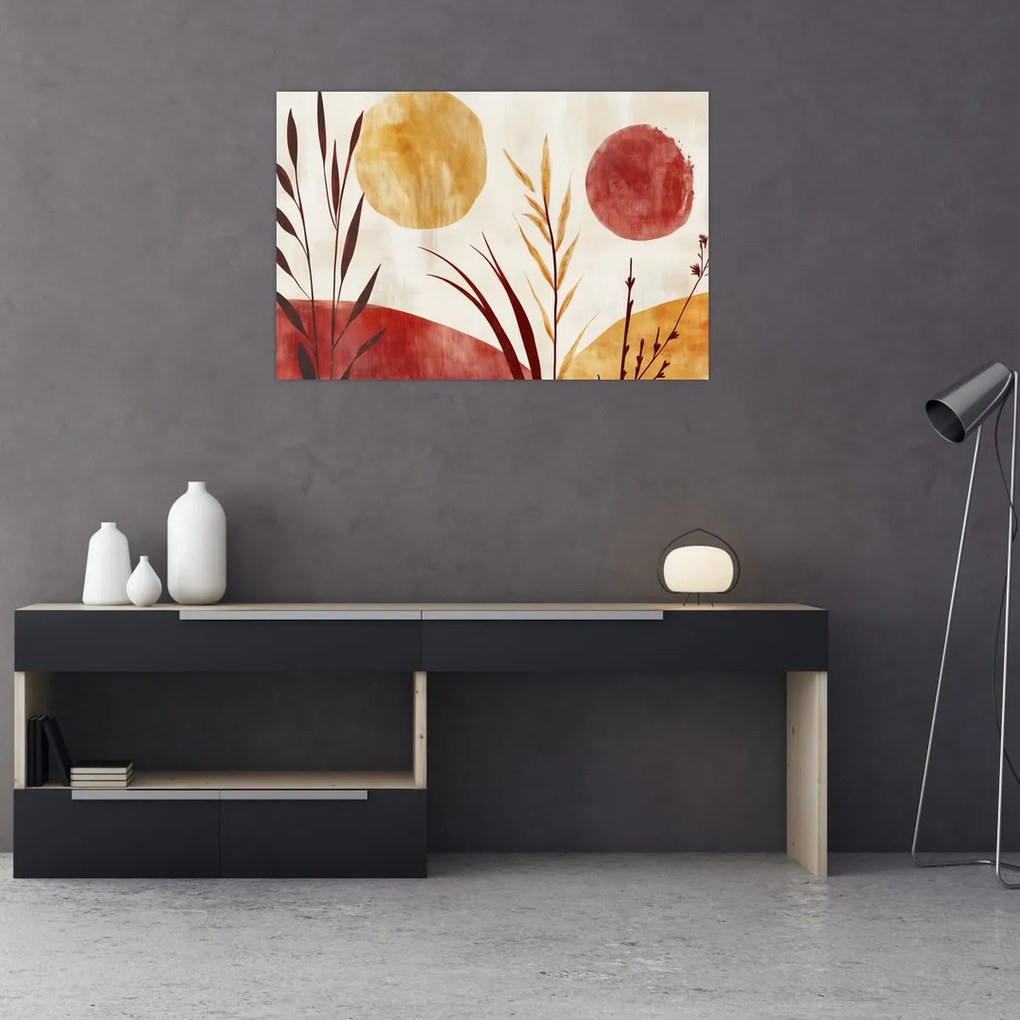 Obraz - Rastliny a kruhy (90x60 cm)