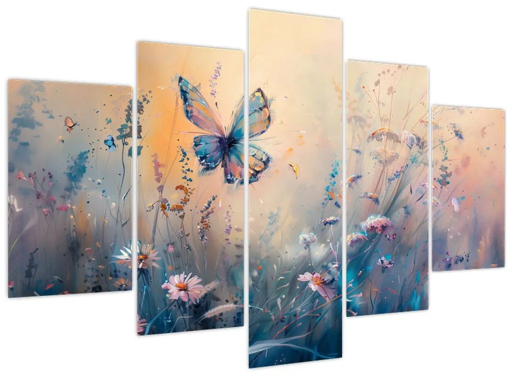 Obraz - Lúka s motýľom II. (150x105 cm)