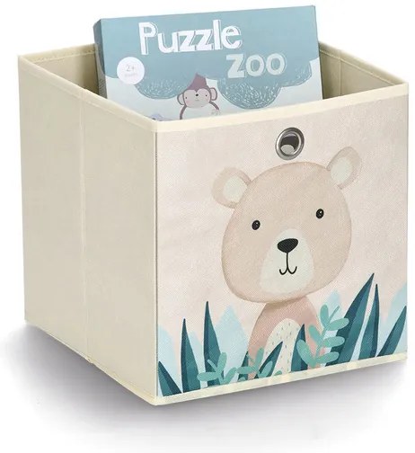 Zeller Present Úložný box na hračky - kostka - MEDVĚD, 28x28x28