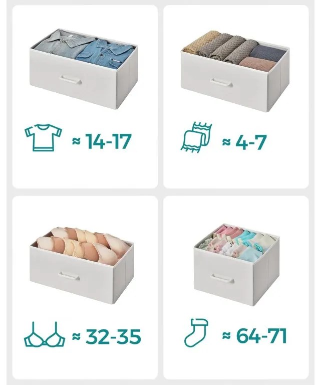 Komoda s látkovými zásuvkami Vasagle Busman dub biela/biela