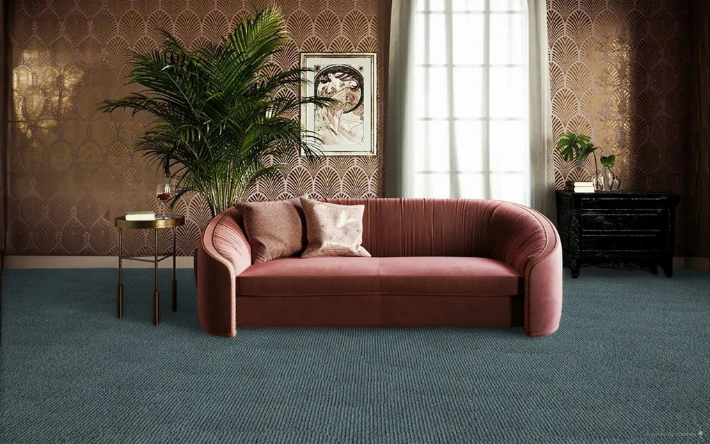 ITC, Koberec metráž Velveti 6973, na mieru, šíře 4m, modrá, twinback (filc+juta), obchodné priestory