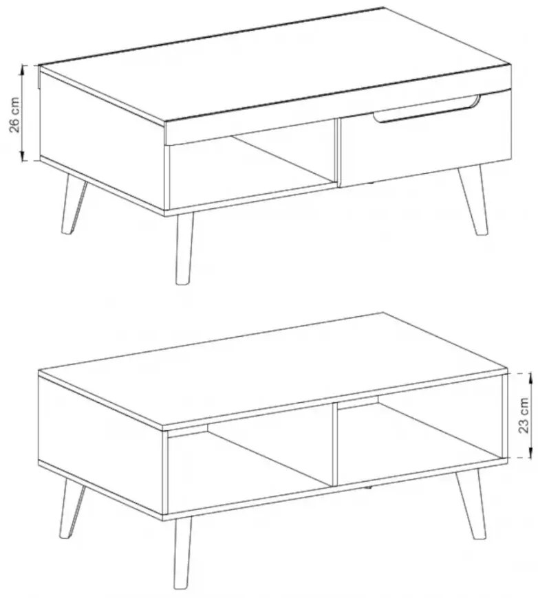 Konferenčný stolík Nordi 107 cm biely/dub Riviéra