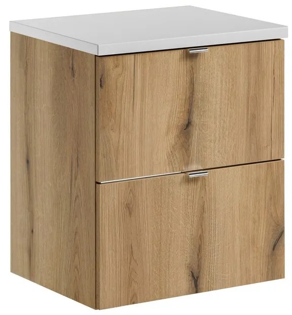 Závesná skrinka pod umývadlo Nova Oak s doskou 50 cm biela/dub evoke