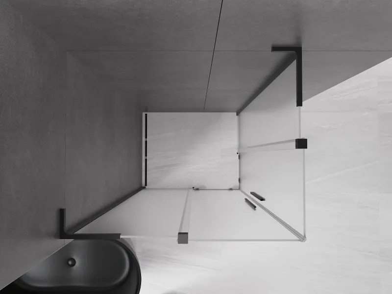 Mexen Velar L Duo, sprchový kút s posuvnými dverami 90 x 80 cm, 8mm sklo námraza, čierna matná, 871-090-080-02-33-70