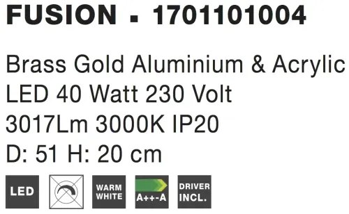 LED stropné svietidlo Fusion 51 zlaté