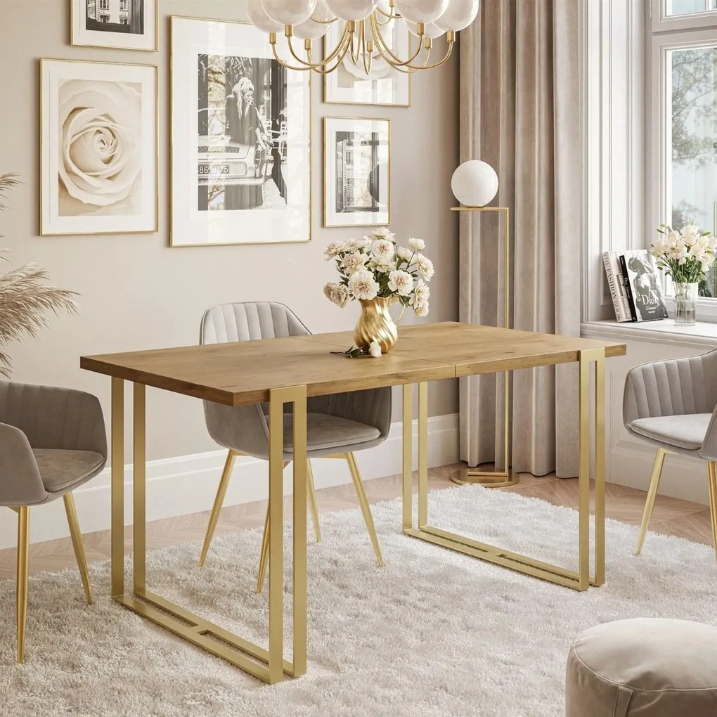 ROZKLADACÍ JEDÁLENSKÝ STÔL BENITO DUB LANCELOT + ZLATÝ