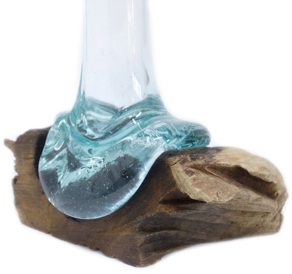 Roztavené sklo na dreve - Váza na kvety