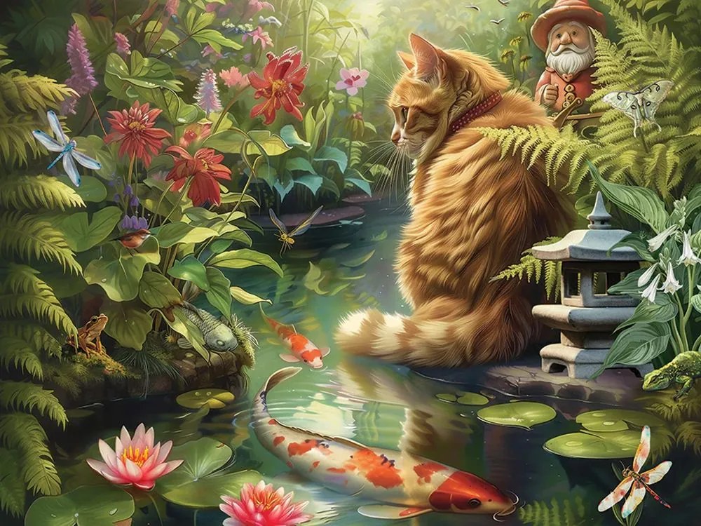 Cobble Hill Puzzle Mačka a Koi kapry XL 275 dielikov