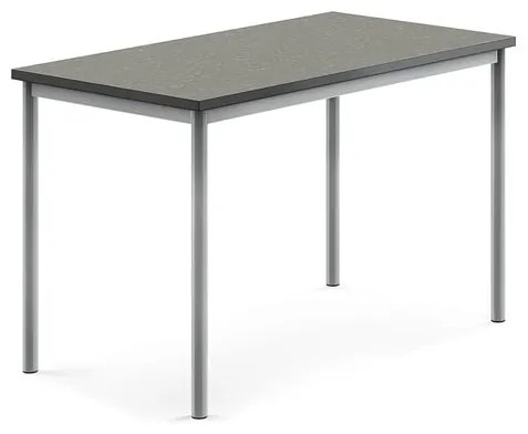 Stôl SONITUS, 1200x700x760 mm, linoleum - tmavošedá, strieborná