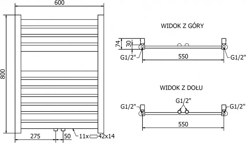 Mexen Uran, vykurovacie teleso 800x600 mm, 331 W, zlatá lesklá, W105-0800-600-00-50