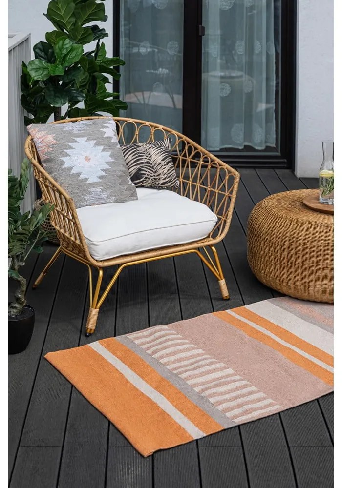 Béžovo-oranžový obojstranný vonkajší koberec z recyklovaného plastu Green Decore Bella, 120 x 180 cm