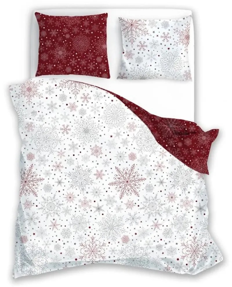Francúzske bavlnené DELUXE obliečky SNOWFLAKE 200x220cm so zipsom