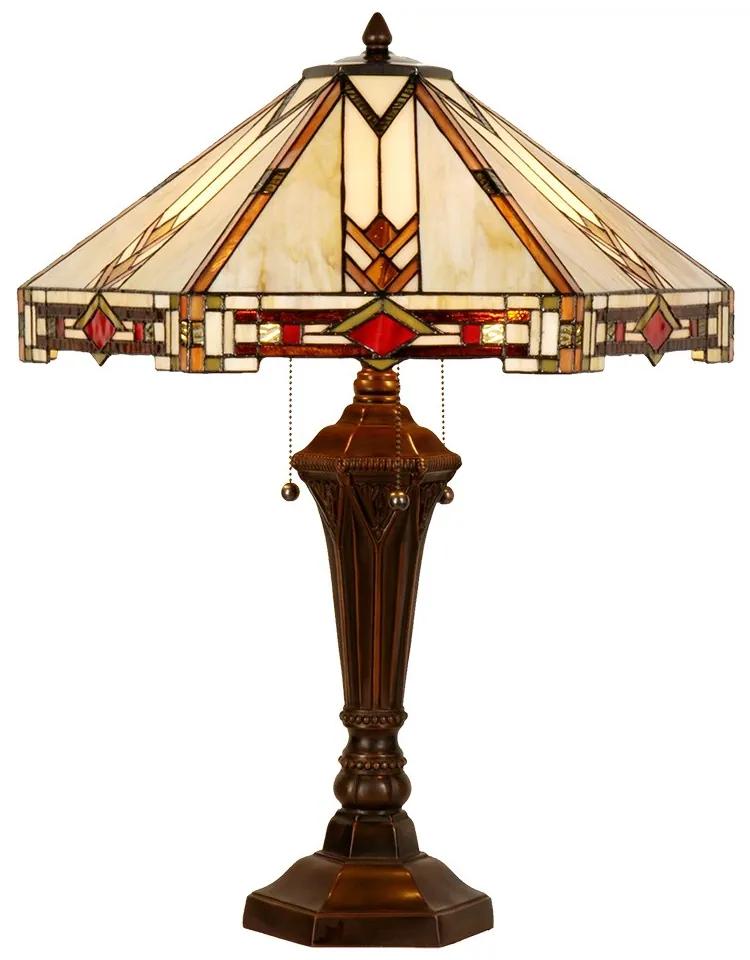 Béžovo-hnedá stolná lampa Tiffany Tippia - 50*50*75 cm E27/max 2*60W