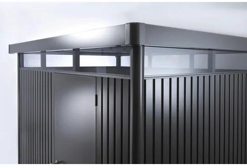 Plechový záhradný domček Biohort HighLine H1 dvojkrídlové dvere 254x134 cm sivý kremeň metalický