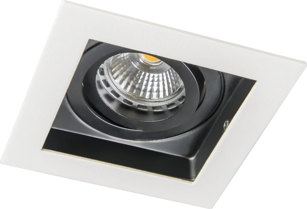 Sada 6 moderných zapustených bodových svetiel biela s čiernou nastaviteľnou - Carree