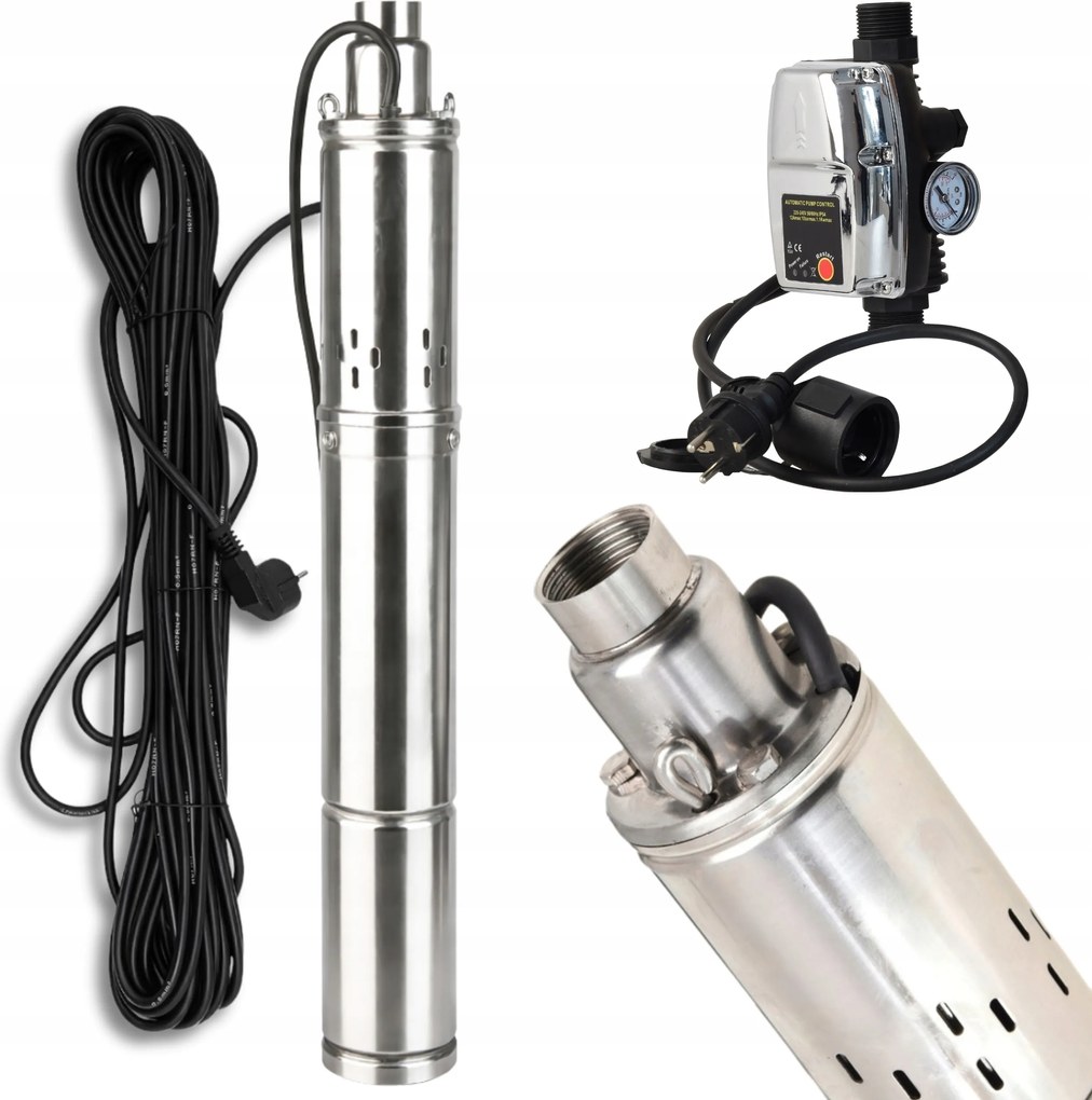 Ponorná Pumpa 3" Deep 1800 L/h 250 W Do Vodnej Studne Automat CSK5 Sada