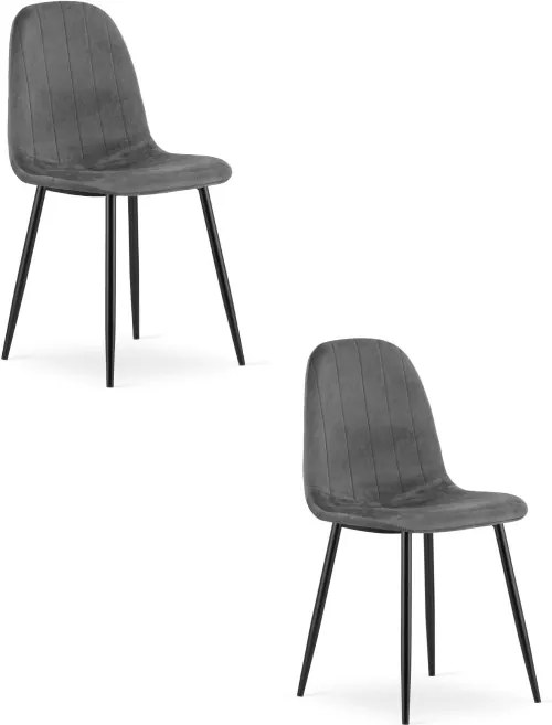 Set dvoch jedálenských stoličiek PADVA zamatové tmavosivé / čierne nohy (2 ks)