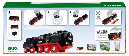 Brio - Parná lokomotíva s vodnou nádržou na batérie