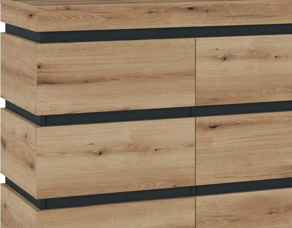 Úložná komoda Corte, dub coast/tmavo šedá