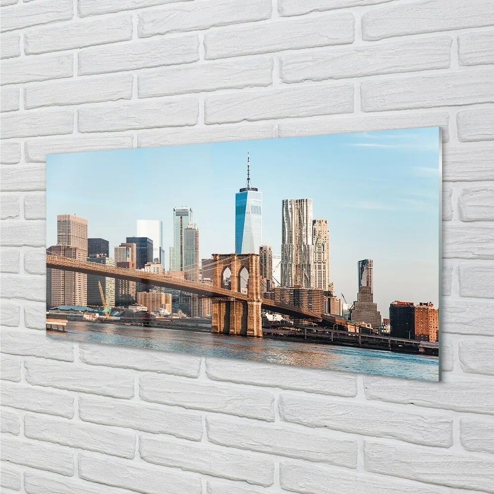 Sklenený obraz Panorama bridge river 100x50 cm