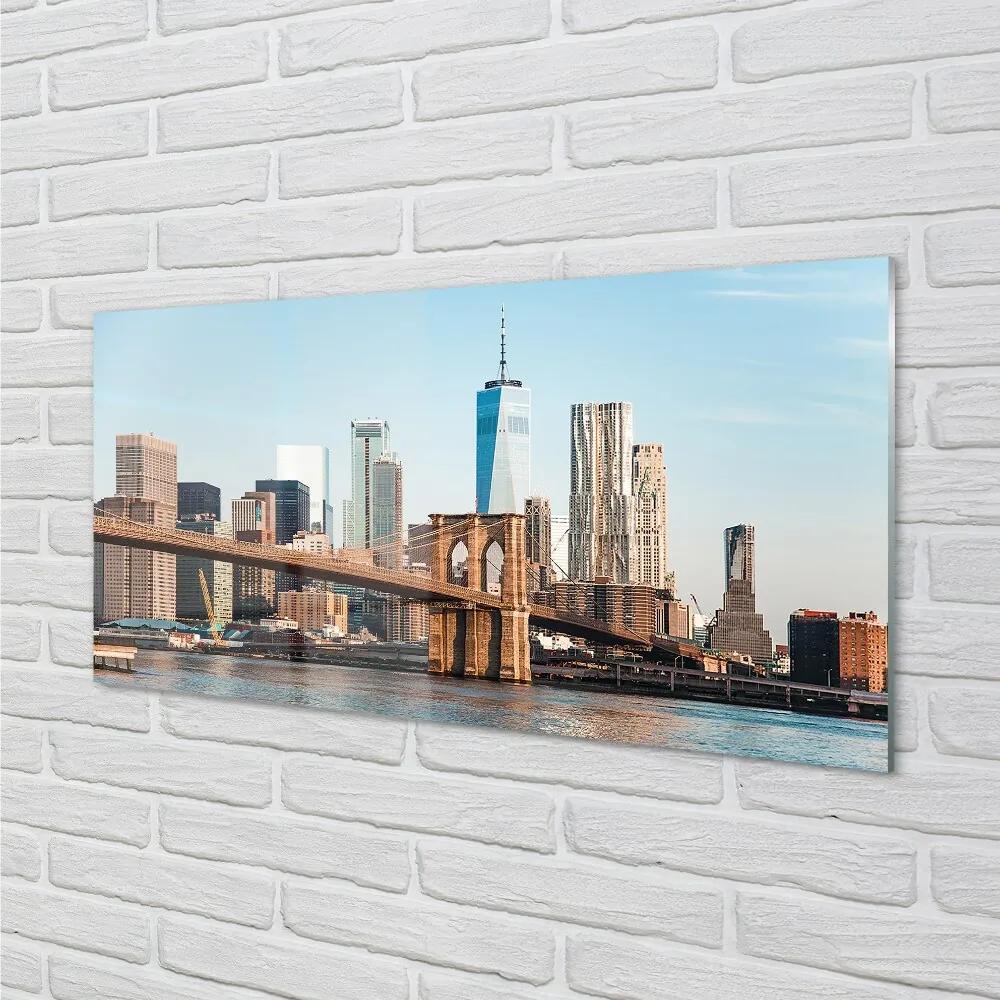 Sklenený obraz Panorama bridge river 120x60 cm
