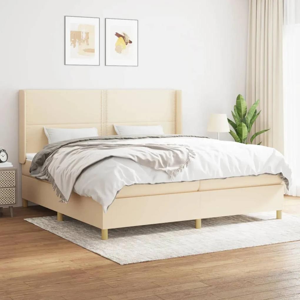 Boxspring posteľ s matracom krémová 200x200 cm látka 3131942