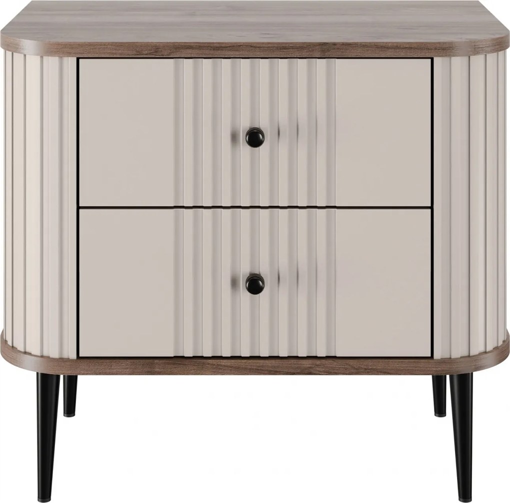 Súprava nočných stolíkov Vesper 56 cm - kašmír / orech / čierne nohy