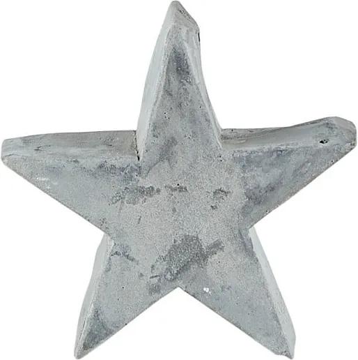 Sivá dekoratívna cementová soška KJ Collection Christmas Star, výška 9,5 cm