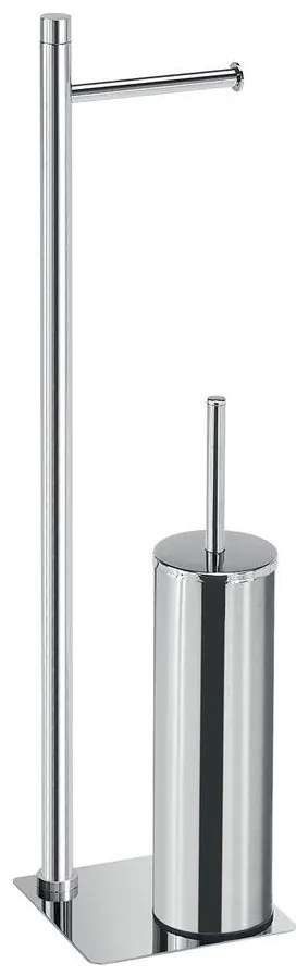 Gedy - Stojaca WC kefa s držiakom na toaletný papier TRILLY lesklý chróm