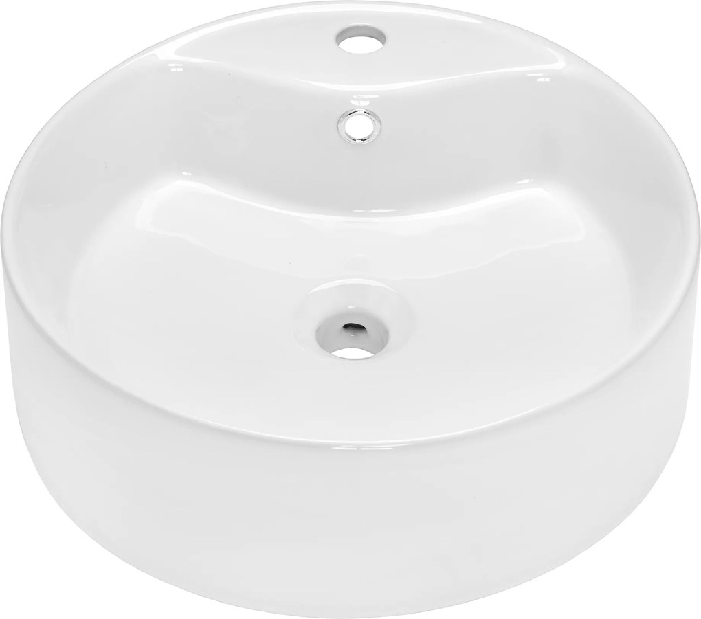 Invena Rondi, okrúhle keramické umývadlo na dosku 470x470x155 mm, biela lesklá, INV-CE-21-001-W