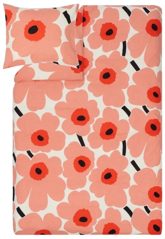 Obliečky Unikko 150x210 50x60, bavlnené, béžovo-oranžové