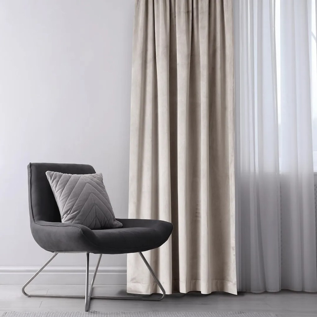 Záves s multifunkčnou páskou AmeliaHome Velvet pieskovo béžový