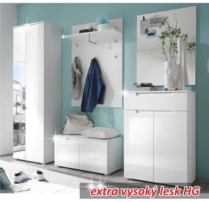 Botník (skrinka na topánky) Space - biely vysoký lesk