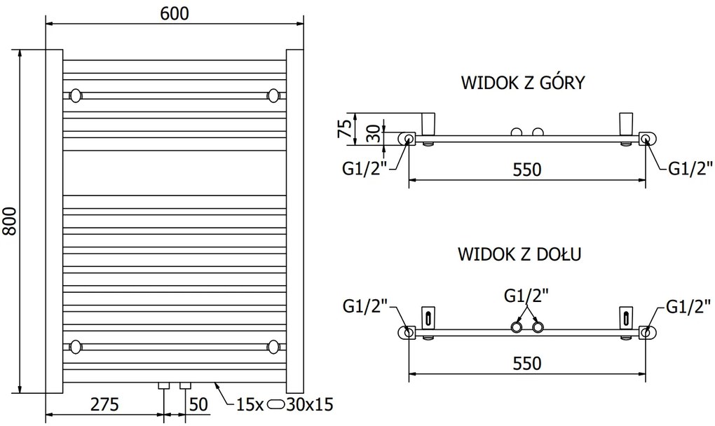 Mexen Hades, elektrické vykurovacie teleso 800 x 600 mm, 600 W, čierna, W104-0800-600-2600-70