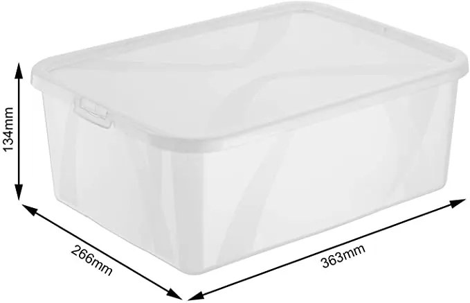 Sada 4 kusů úložných boxů, s víkem, Rotho LONA, 36x27x13 SADA (4 x 10l)