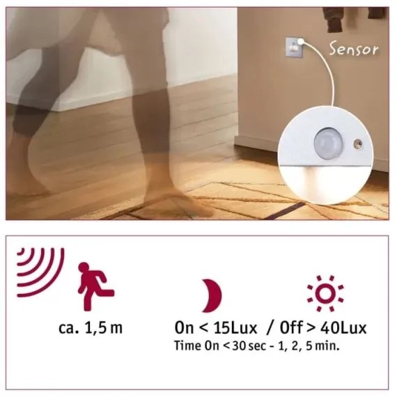 Paulmann 93134 - LED/1,2W Schodiskové svietidlo so senzorom EDGE 230V chróm