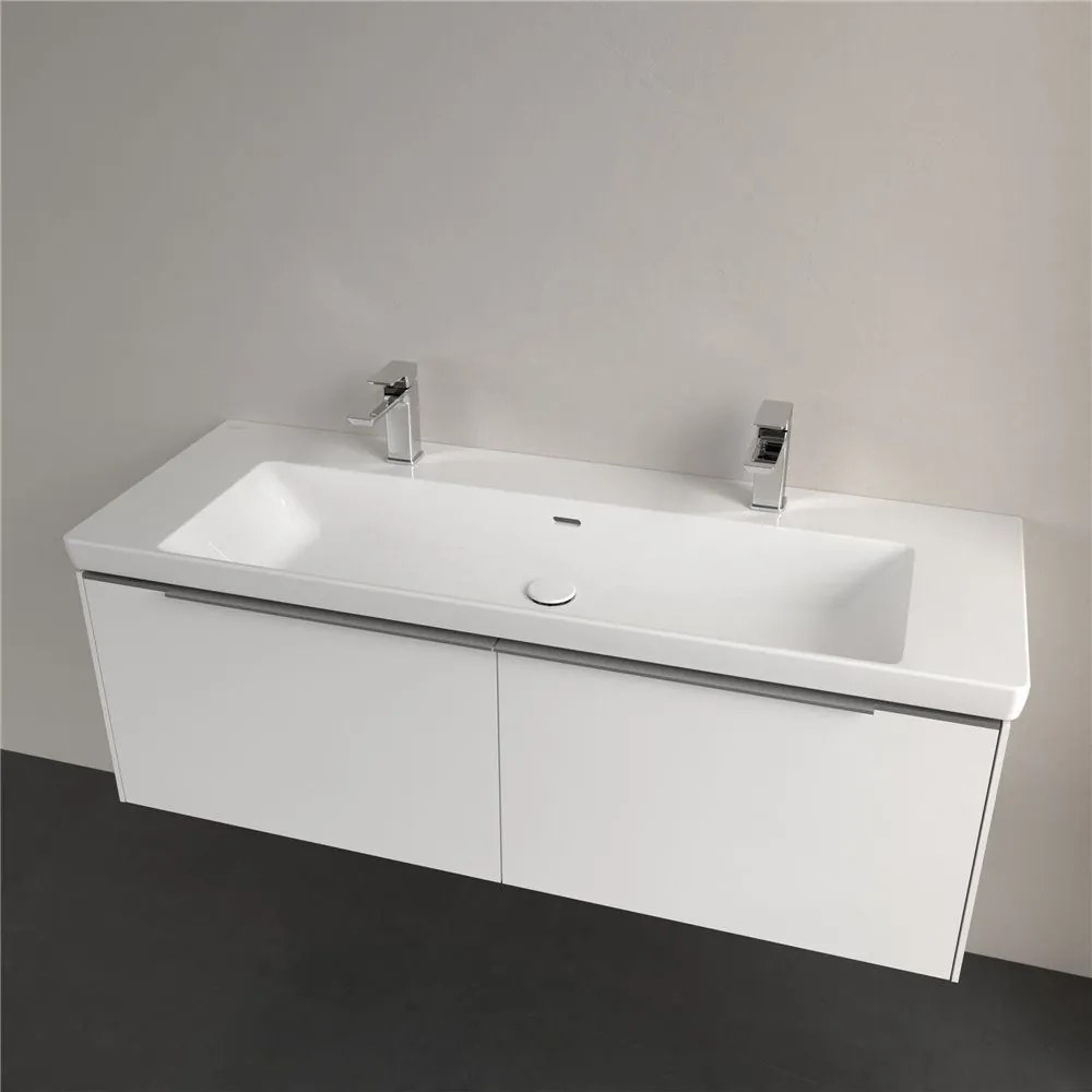 VILLEROY &amp; BOCH Subway 3.0 umývadlo na skrinku s dvomi otvormi, s prepadom, 1300 x 470 mm, biela alpská, s povrchom CeramicPlus, 4A70D4R1