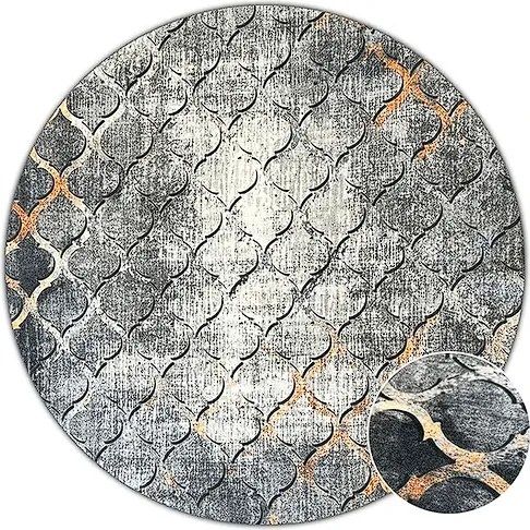 BE Koberec Porte 0066 GREY GOLD – žltý okrúhly Rozmer: 80 cm