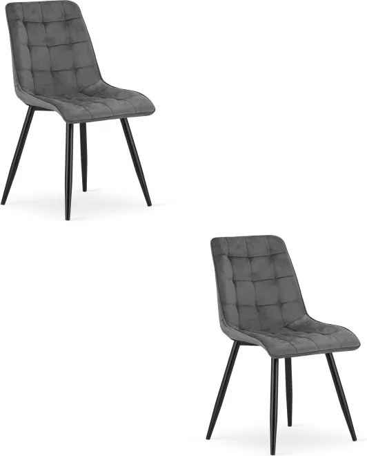 Set dvoch jedálenských stoličiek SPLIT zamatové tmavosivé / čierne nohy (2 ks)