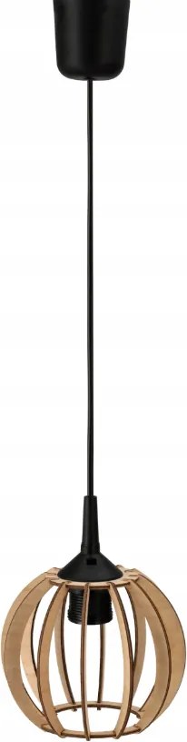 DREVENÁ LED STROPNÁ LAMPA ZÁVESNÁ E27 + KLIP + Nastaviteľná