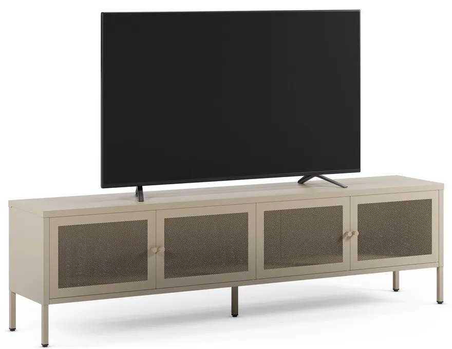 Krémovobiely kovový TV stolík 160x50x35 cm Fayna – Marckeric