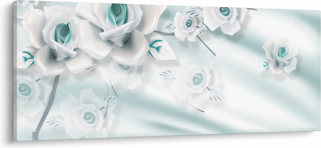 Obraz - Tyrkysové kvety ruží (120x50 cm)