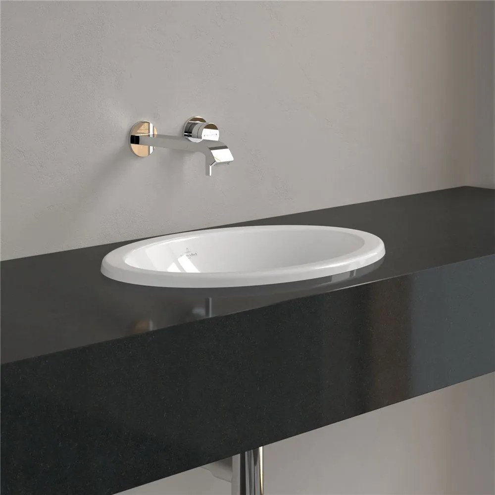 VILLEROY & BOCH Loop & Friends oválne zápustné umývadlo bez otvoru, s prepadom, 505 x 360 mm, biela alpská, s povrchom CeramicPlus, 4A6100R1