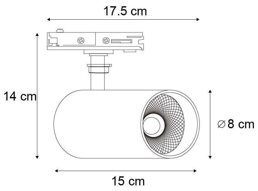 Moderný reflektor biely pre 1-fázový koľajnicový systém vrátane LED - Iconic Mark