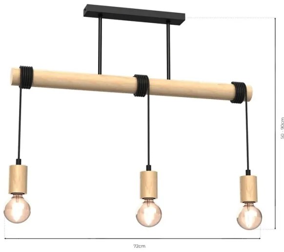 Prisadený luster VIGA 3xE27/60W/230V drevo